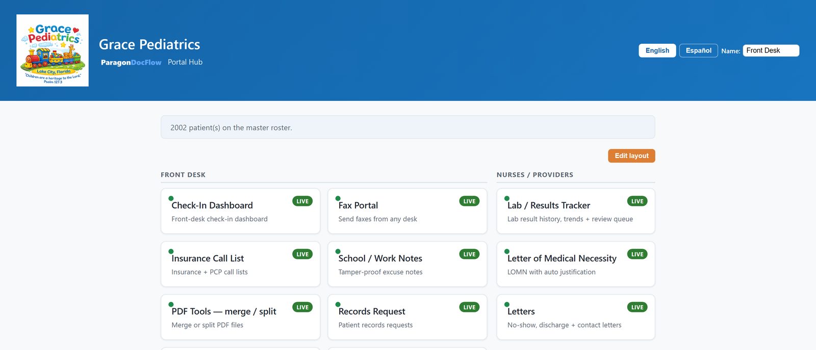 Staff hub with one tile for every automated workflow